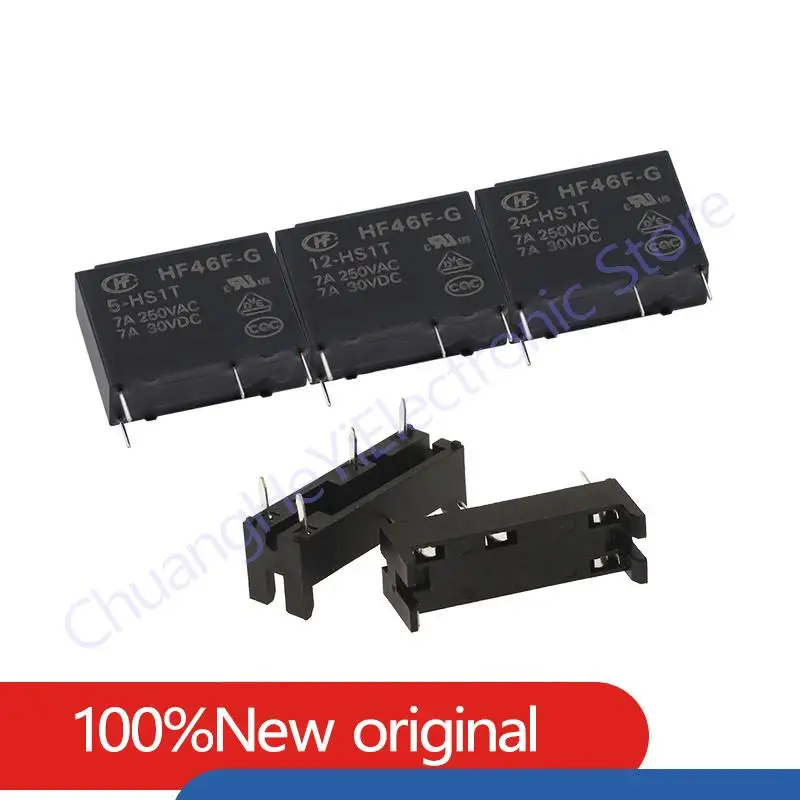 

10pcs relay HF46F-G-005-HS1 HF46F-G-012-HS1 HF46F-G-024-HS1 HS1T 4 feet group normally open 7A250VAC