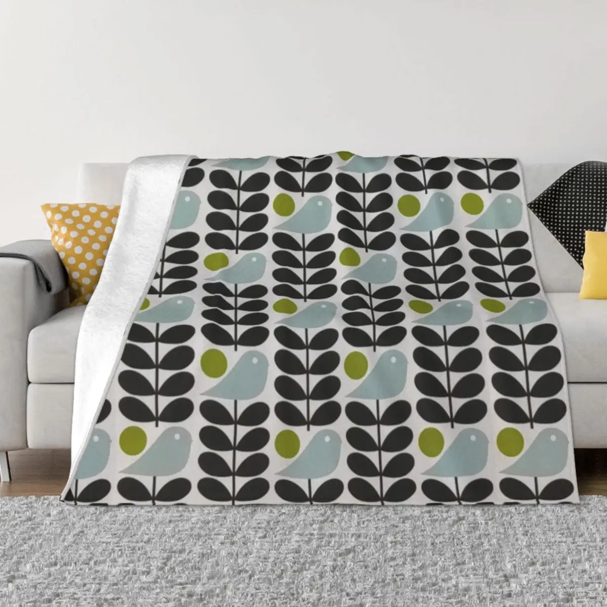 

Early Bird Granite Blankets Warm Flannel Orla Kiely Floral Throw Blanket for Bedding Couch Bedspread