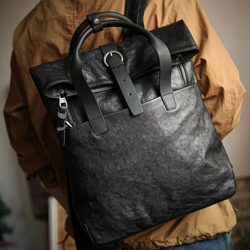 

Мужской кожаный рюкзак AETOO, большая Вместительная деловая сумка для компьютера в стиле ретро, кожаный дорожный ранец
