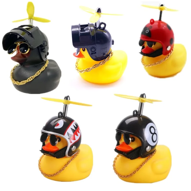 

Car Accessories Interior Broken Wind Small Yellow Duck with Helmet Airscrew Cute Wind-breaking Duck Cycling Decoration Ornament