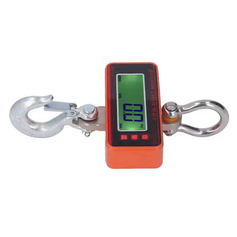 

LCD Hanging Scale Aluminum Shell LCD Display Crane Scale 1500KG 3000LB Steel Hook Stable Orange for Dock Warehouses for Grain