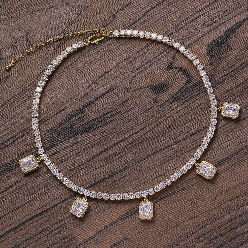 Цепочка EYIKA в стиле хип-хоп с розовым позолоченным фианитом