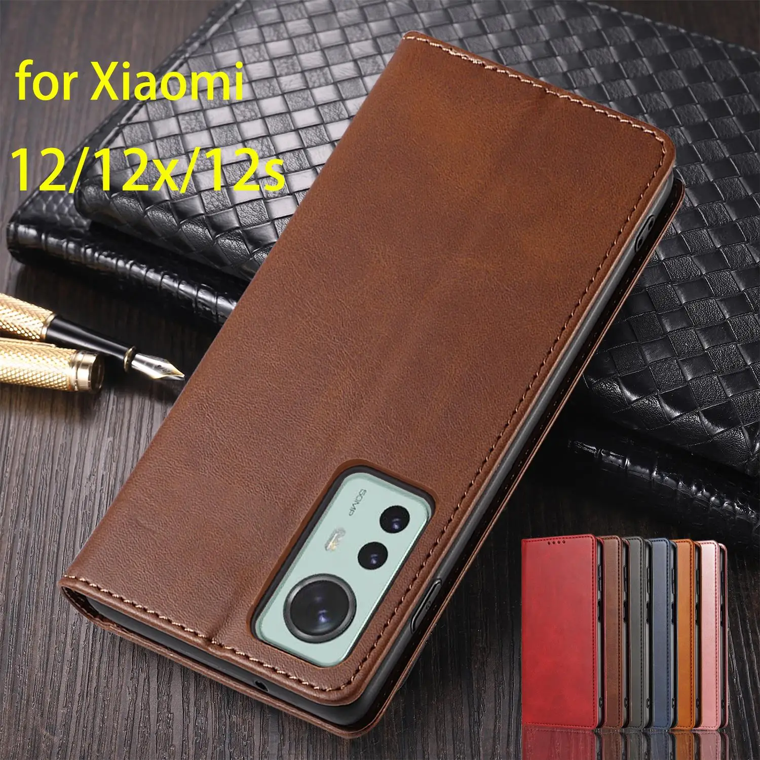 

Magnetic Attraction Cover Leather Case for Xiaomi 12 12x 12s 6.28" Card Holder Holster Wallet Flip Case Fundas Coque