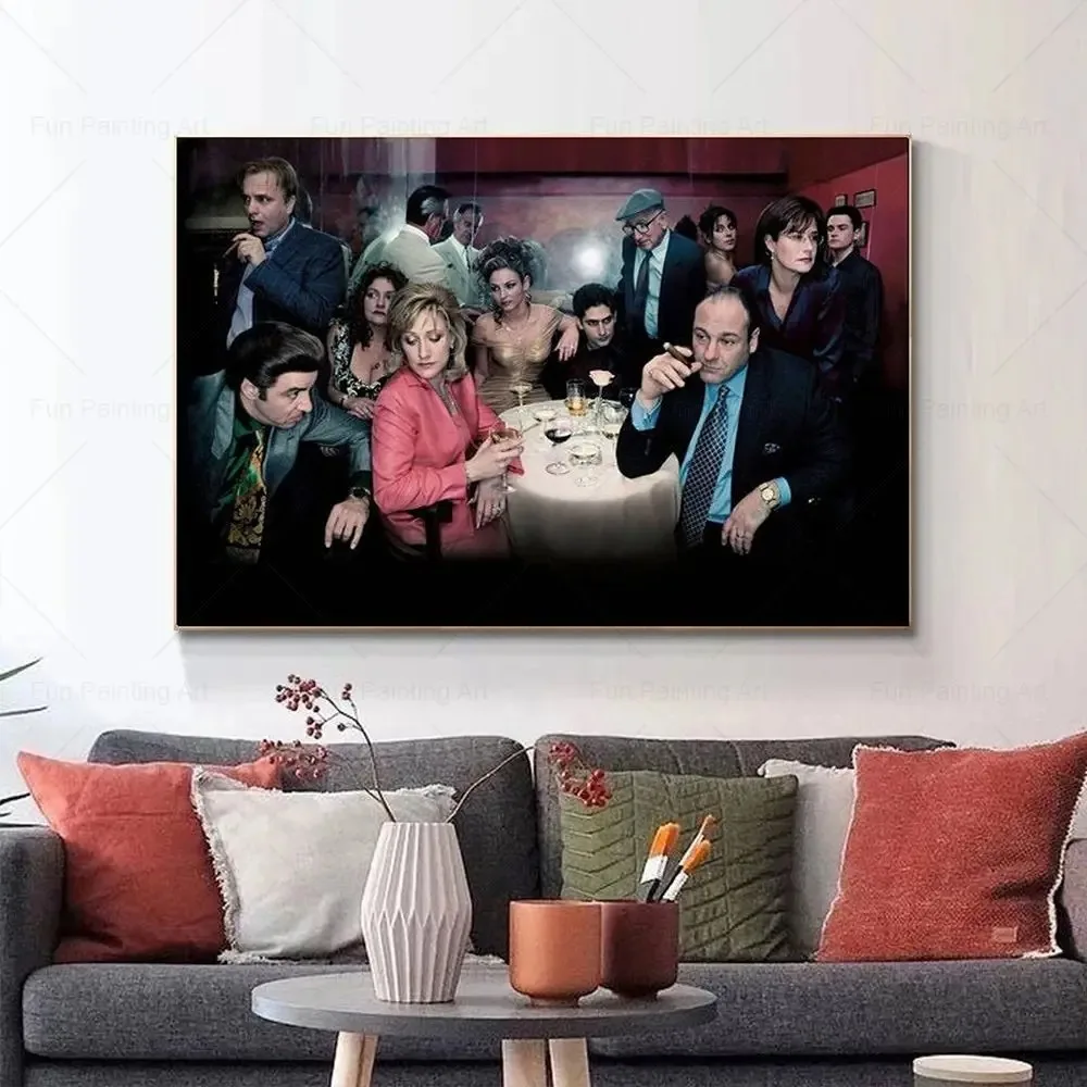 Klasyczny plakat na płótnie „Sopranos” seria telewizyjna motyw rodzinne wydruki Wall Art do salonu Home Decor bez ramki