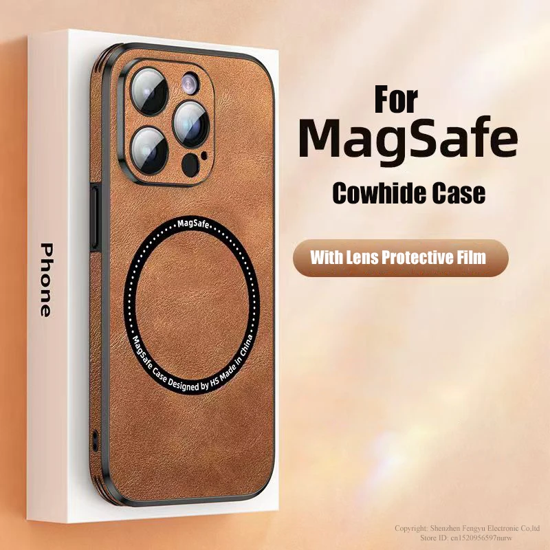 

Magnetic Leather Phone Case for iPhone 14 13 Pro Max 12 11 Cell Cases Luxury Lens Protection Cover for Magsafe Wireless Charging