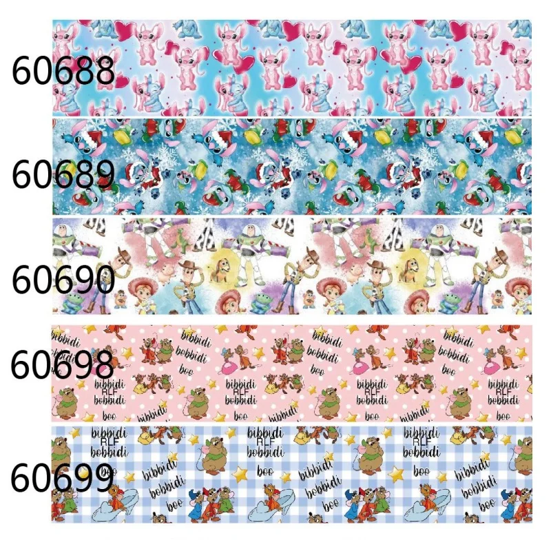 

10yards Disney Christmas Grosgrain Ribbon 38mm Printed Stitch Toy Story Cartoon for Hairbows Sewing Accessories Craft Materials