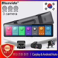 korean 3 chs car mirror dash cam carplay android auto wireless miracast 1080p video recorder wifi connect gps navigation dvr