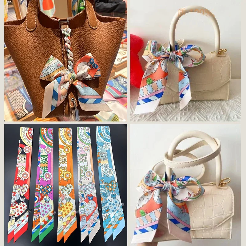 Брендовый дизайн женский саржевый шелковый шарф роскошный платок узкая сумка