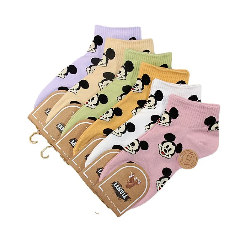 Носки из мультфильма Диснея короткие носки с Микки Маусом модные мультяшным