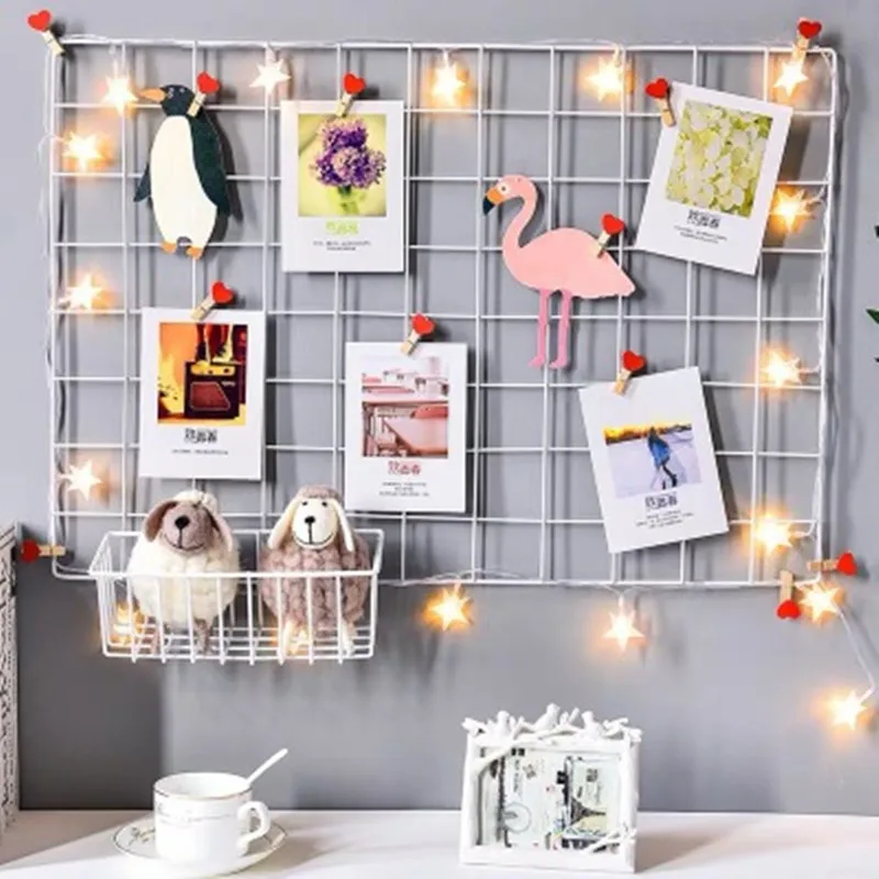 

Настенное украшение Ins PinkGirlHome, железная решетка, Декор, фоторамка, открытки, «сделай сам», настенная художественная витрина, стеллаж для хра...