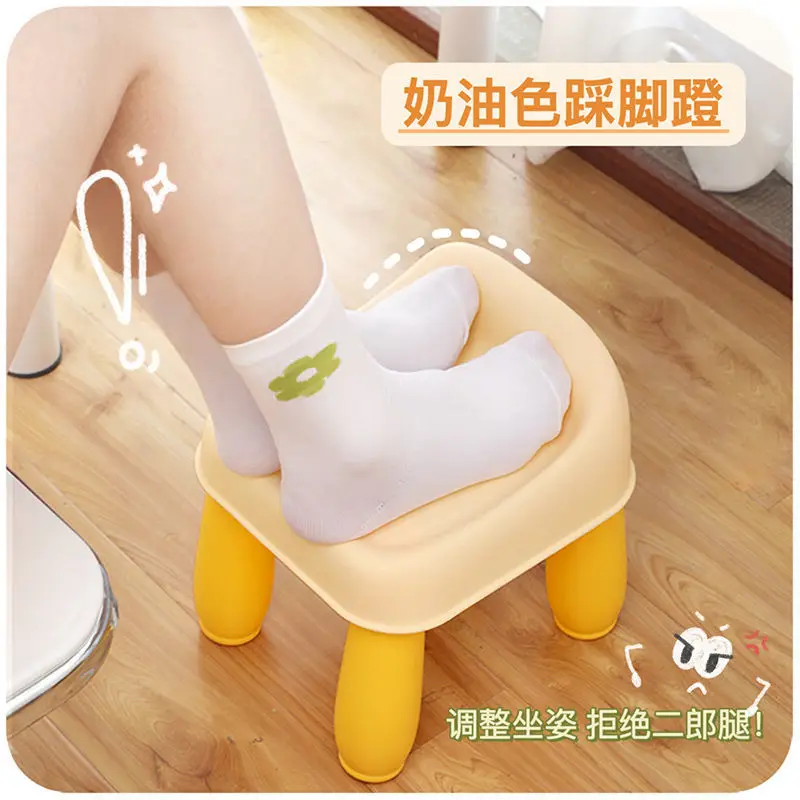 

Creative Stool Household Cute Plastic Short Stool Changing Shoes Non Slip Loadable Adult Coffee Table Stools Ottoman Bench Ins