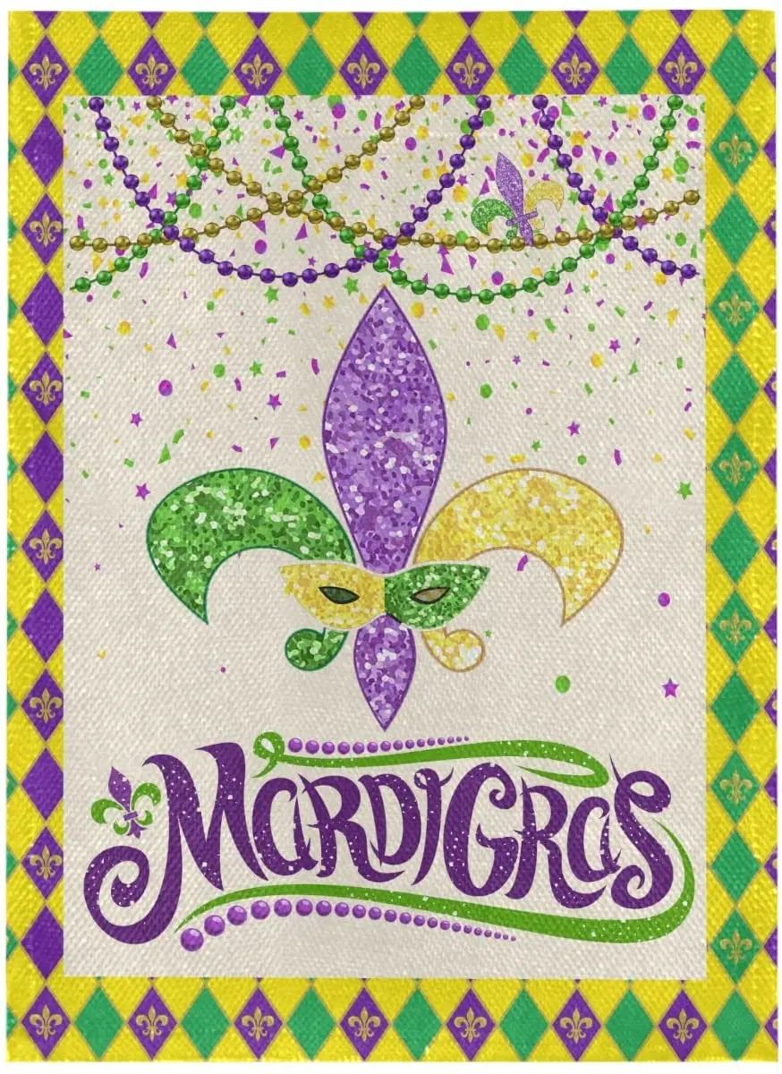 

Gold Green Purple Buffalo Check Plaid Garden Flag House Banner New Orleans Holiday Garden Flags for Outdoor Yard Party Decor