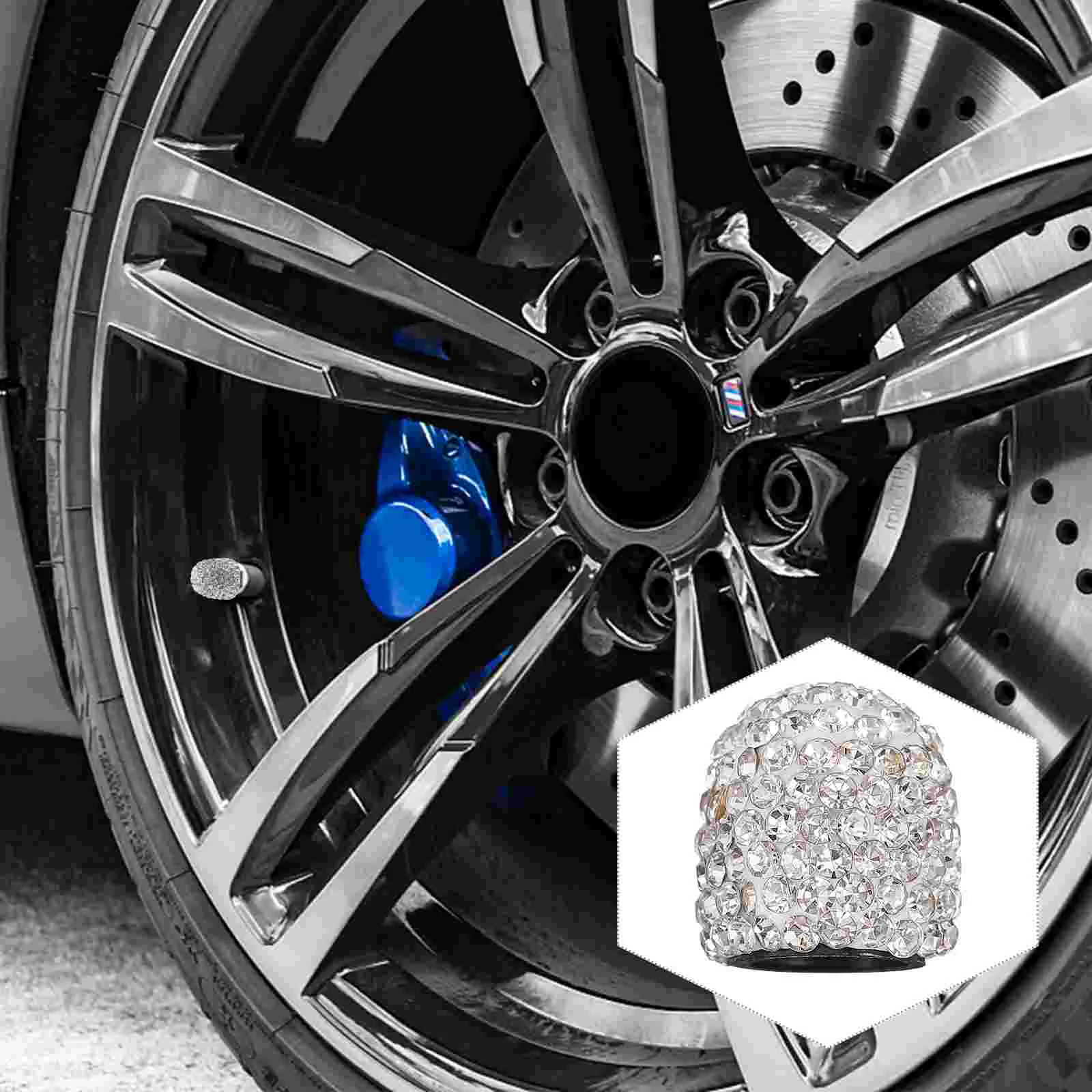 

4 Pcs Valve Cap Rhinestone Valves Stem Caps Tire Crystals Decor Car Ab Rhinestones Core