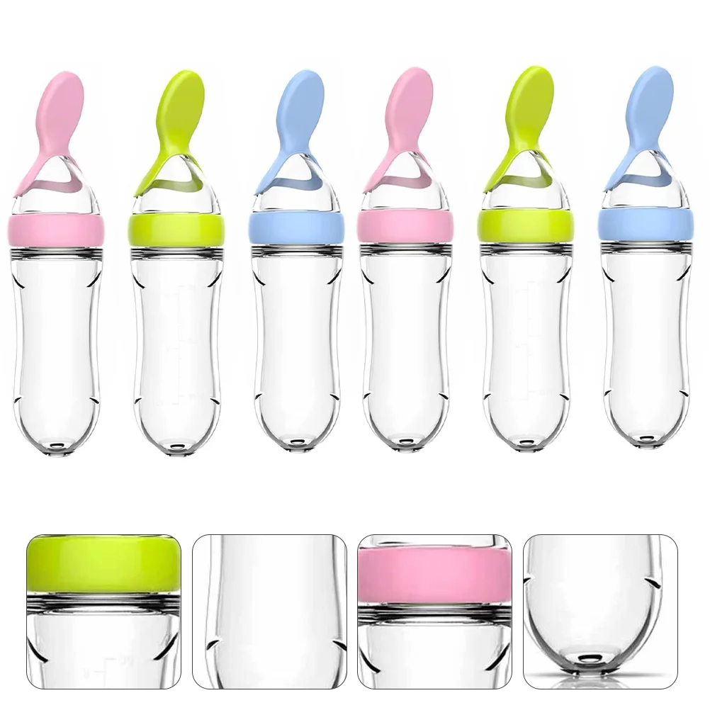 6pcs Rice Cereal Feeder Durable Useful Squeeze Feeder Feeding Bottle Rice Paste Bottle for Toddler