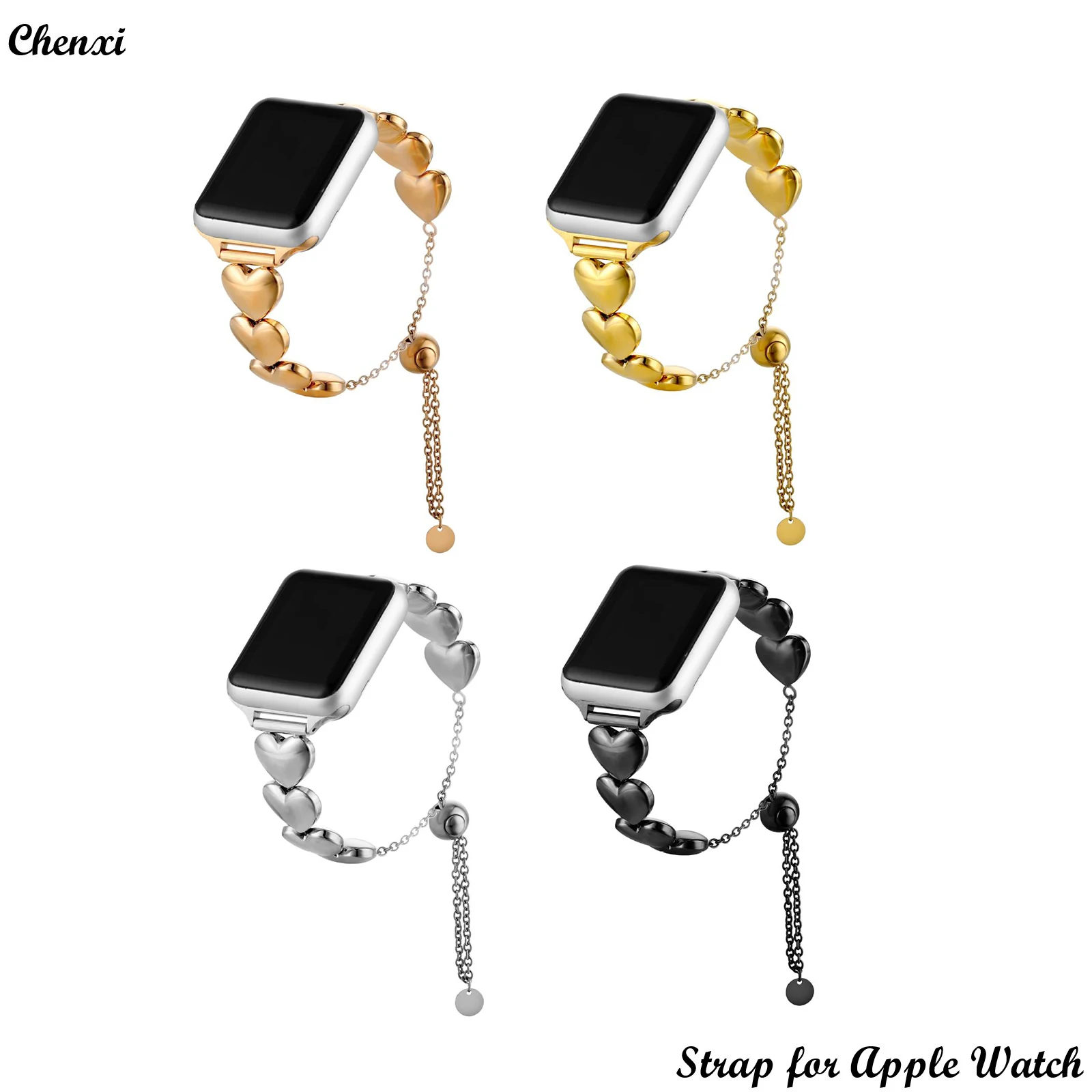 

Stainless steel strap for Apple watch band love bracelet chain for iwatch87654321SE Ultra fashion metal ornament 40 41 44 45mm