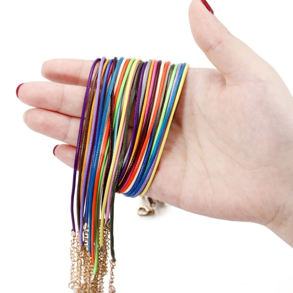 

20Pcs/lot 45cm Leather Rope Wax Cord With Lobster Clasp String For DIY Necklace Pendant Adjustable Braided Thread