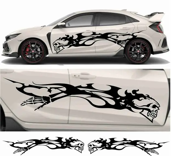 

Works with most car stickers side Skull Tribal Graphics Auto Parts Side Graphics Packing Sticker Decals