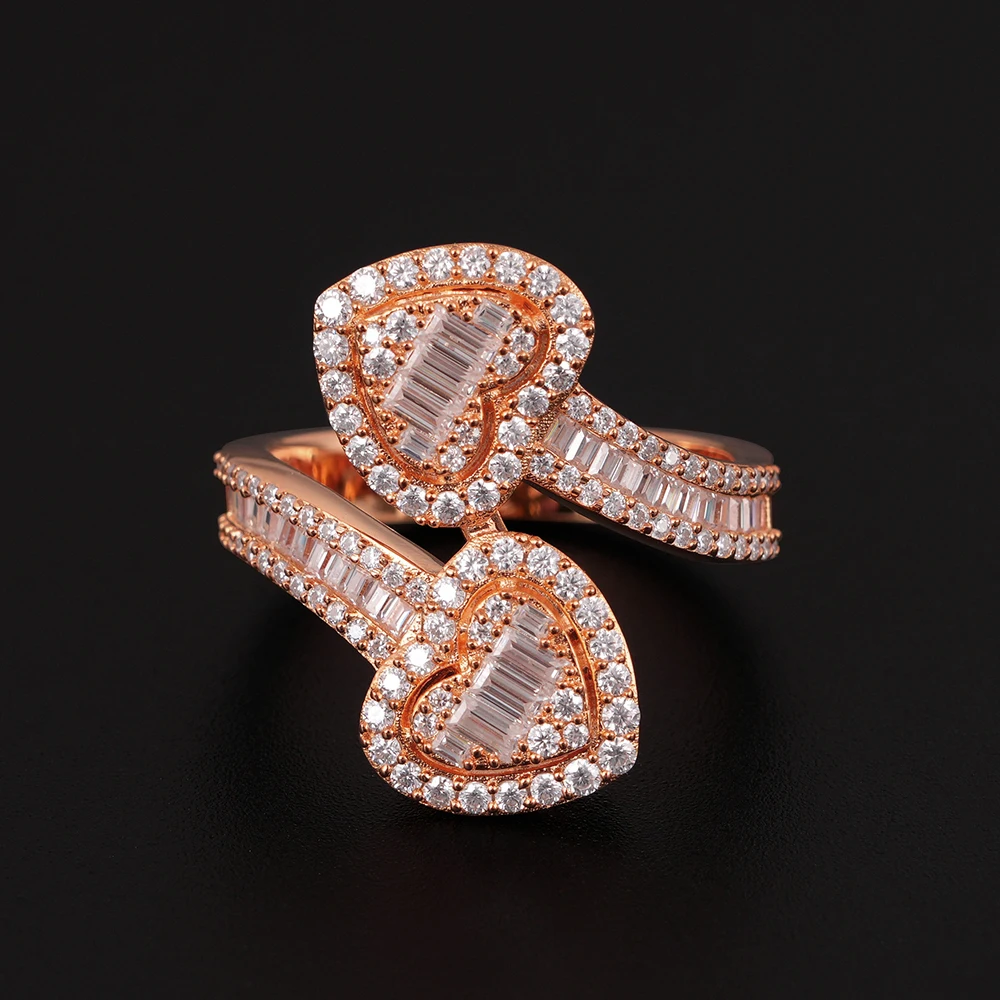 Free Size Moissanite Heart Rings For Women Silver Wedding Ring Finger Jewelry Men Pass Tester Free Shipping