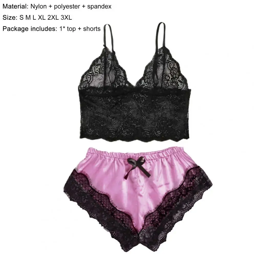 

Комплект одежды для сна Женский, очаровательный эластичный однотонный кружевной Пижамный комплект для месяца, Валентина, романтического момента