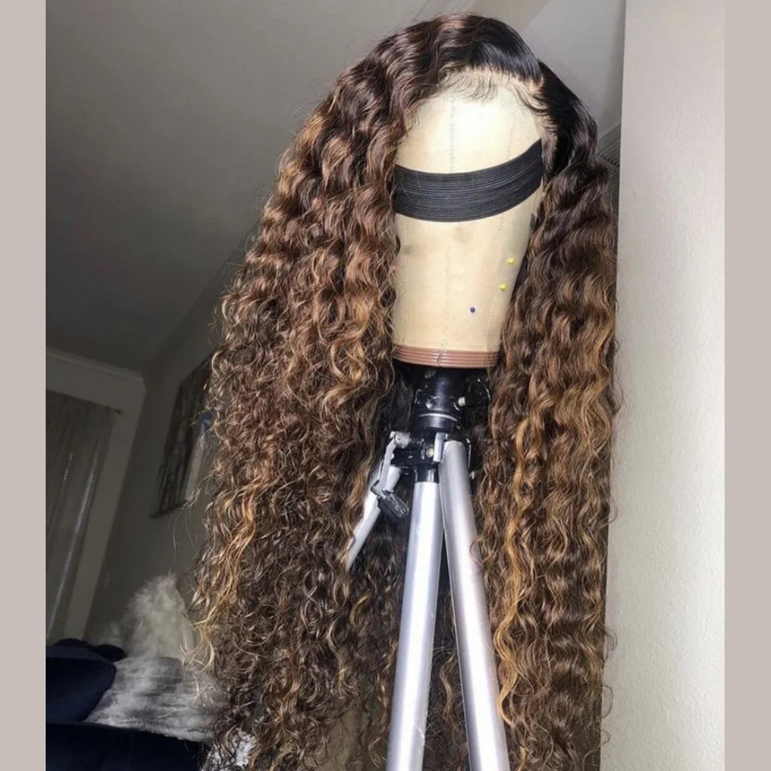 Вьющийся Выделенный Парик Фронта Шнурка 180% Плотность Волна Воды 13x4