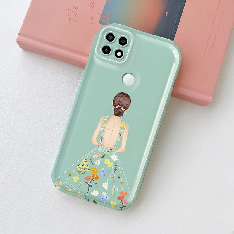 Чехол для OPPO A15 A15s A12E A31 A32 A33 A35 2021 A53 A55 A56 A5 Realme C1 2018 блестящий чехол с цветочной