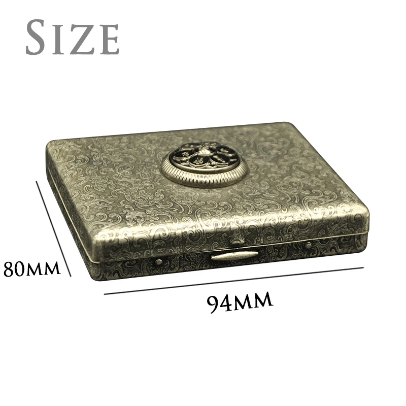 Vintage Hand-carved Metal Cigarette Case Rotating Lucky Beads Anti-pressure Moisture-proof Accessories with Gift Box |