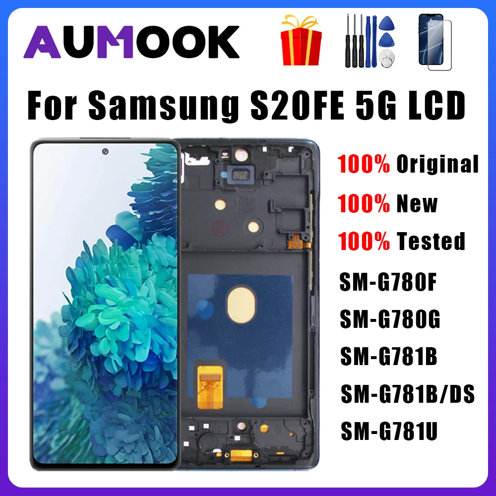 

Оригинальный AMOLED для Samsung S20FE, телефон с ЖК-дисплеем, сенсорный экран с рамкой, дигитайзер в сборе для SM S20 FE, телефон с ЖК-дисплеем