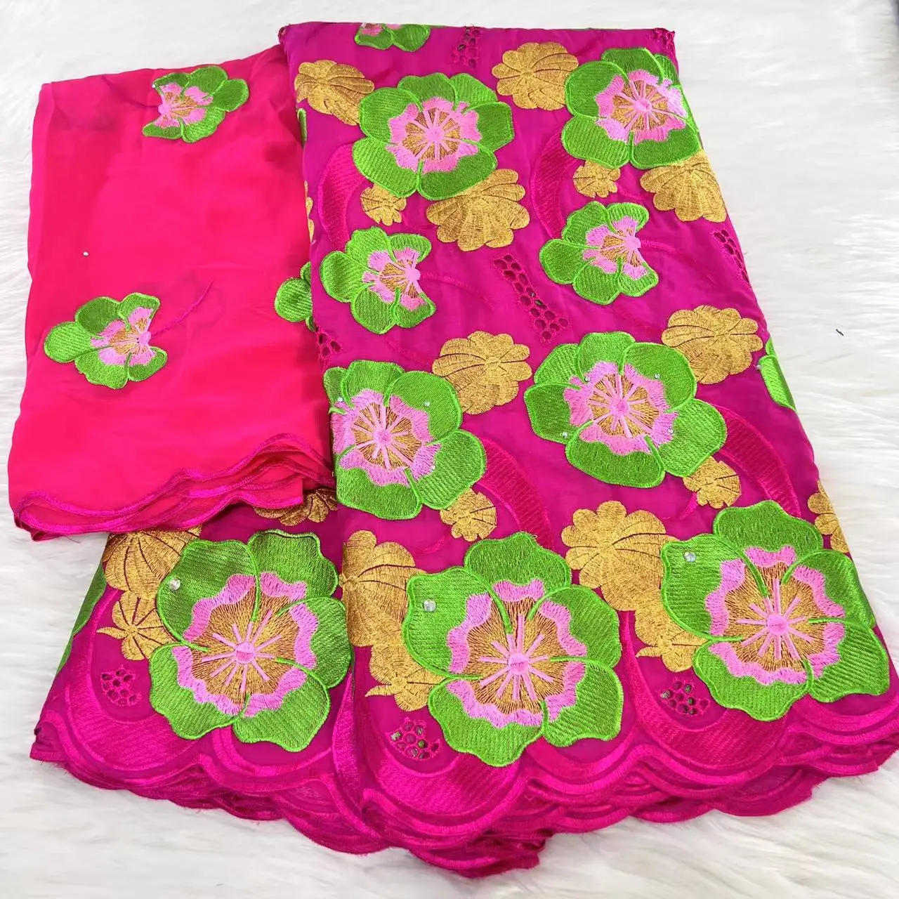 

Nigeria 5+2 Yards Lace Fabric 2022 High Quality Lace Swiss Voile Stones Embroidered Pure Cotton Fabric Wedding Party Dress Sew