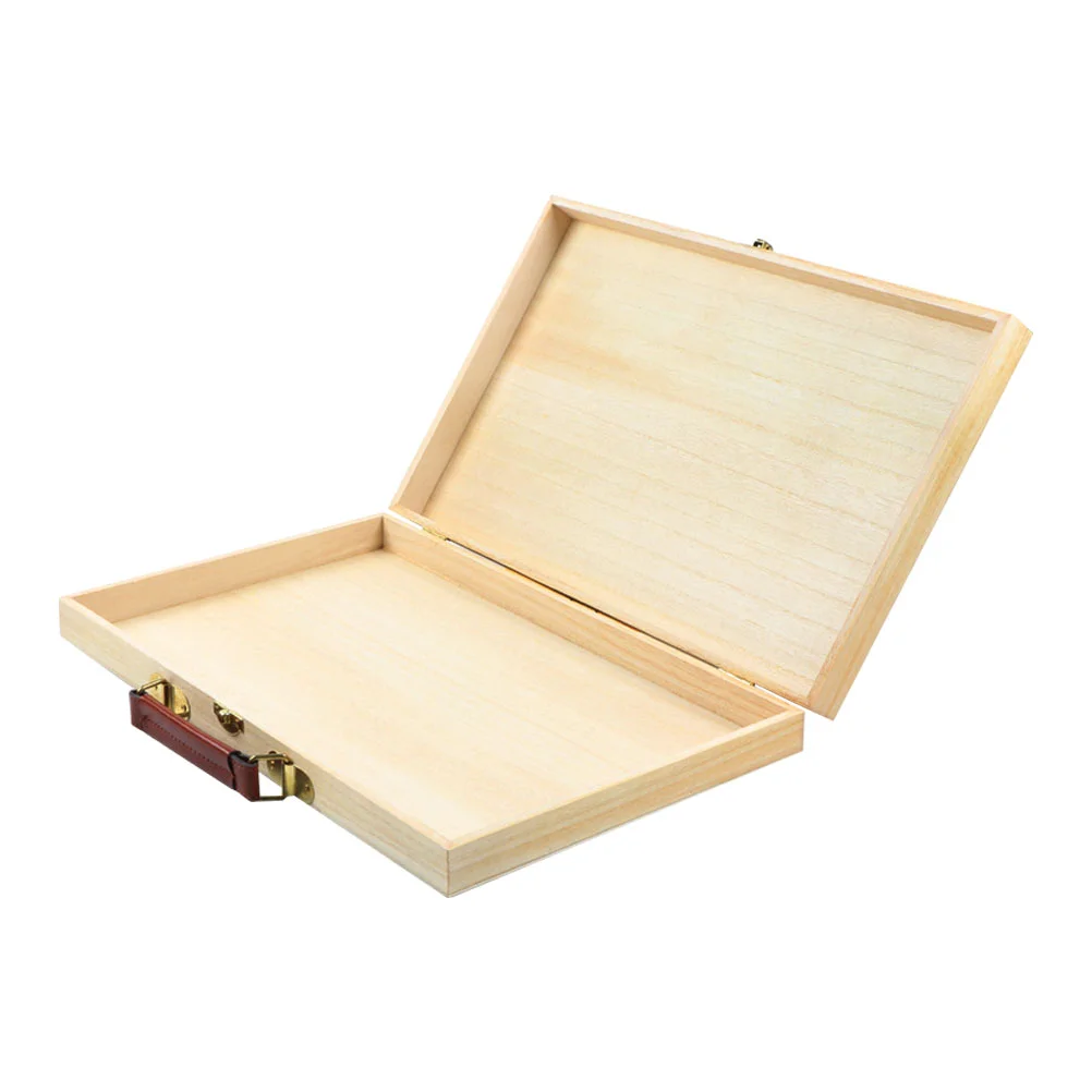 

Painting Box Wooden Drawing Case Makeup Suitcase Lightweight Colored Pen Handle Student Organizer