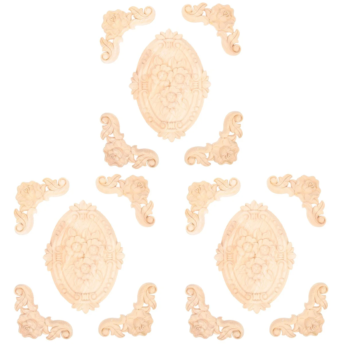 

Flower Appliques Set Carved Flower Decorative Decals For Cabinet Door