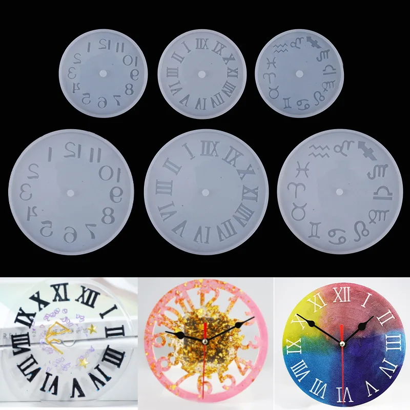 

The New Hot Selling Crystal Epoxy Mirror Roman Arabic Numerals Size Clocks And Watches Silicone Mold Jewelry Accessories Pendant