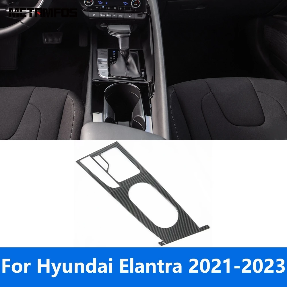 

Крышка коробки переключения передач для Hyundai Elantra 2021 2022 2023, держатель стакана для воды из углеродного волокна, наклейка, аксессуары, Стайлинг...