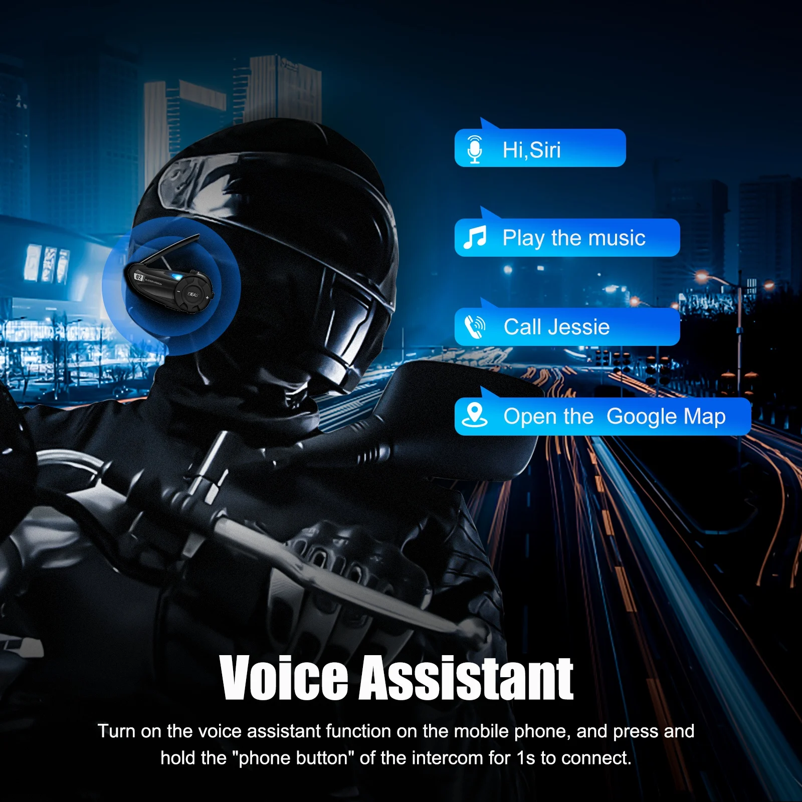 

EJEAS 1/2PCS Q2 Motorcycle Helmet Bluetooth Intercom, Motorcycle Bluetooth 5.1 Headset with Stereo Sound Effect