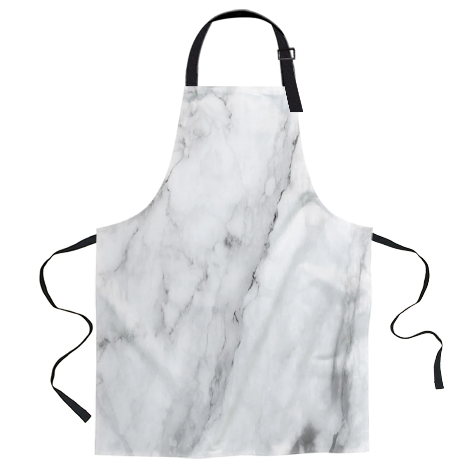 

Marble Texture Black And White Design Adjustable Canvas Kitchen Coffee Apron Ladies Couple Cooking Dining