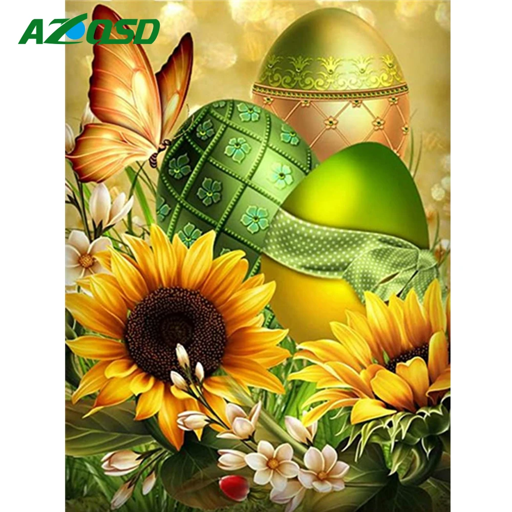 

AZQSD Diamond Painting Sunflowers Butterfly Cross Stitch Embroidery Flower Rhinestones Mosaic Egg New Arrival Handmade Gift