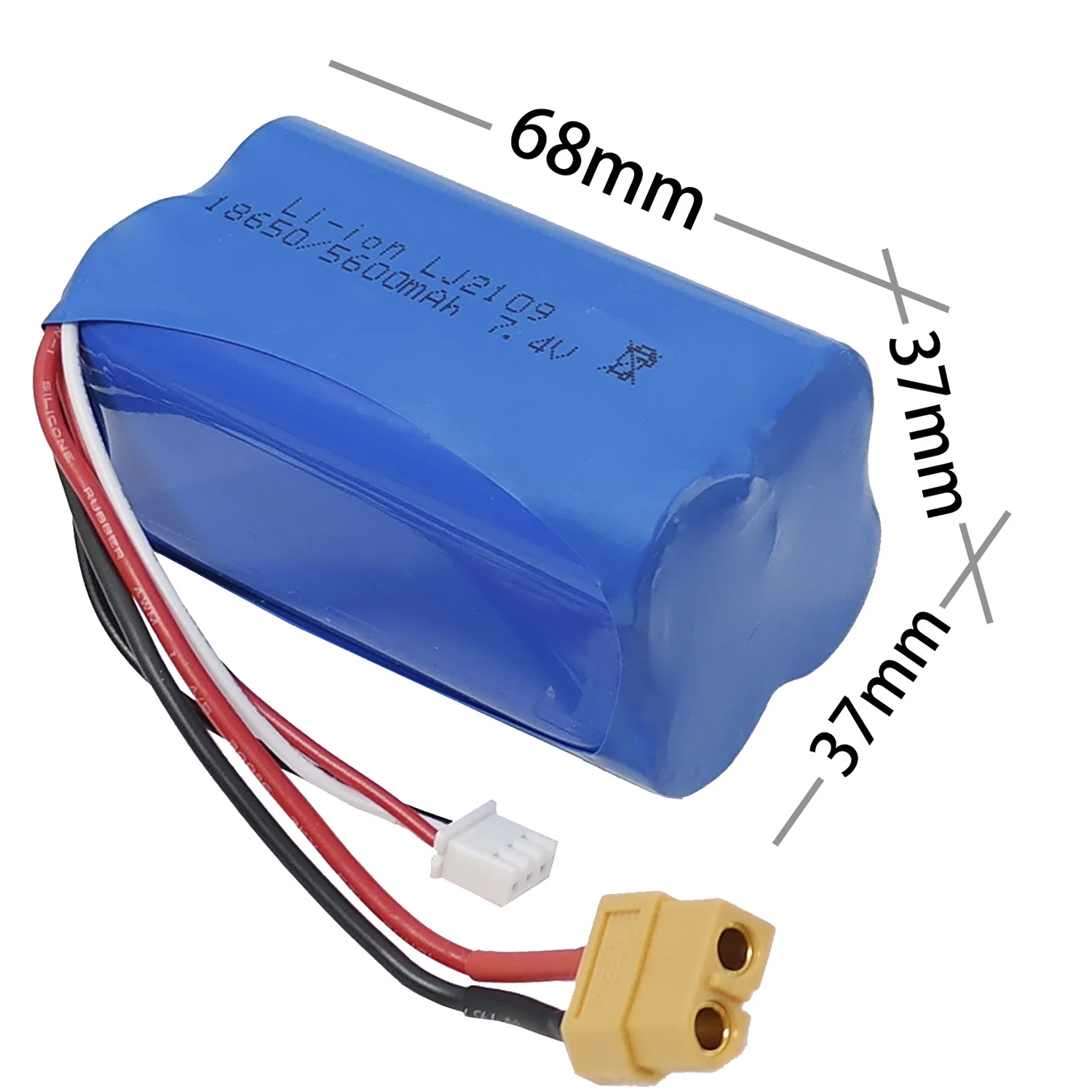 

Upgraded 2S 7.4V 5600mAh Li-ion battery18650 XT60 plug/Tamiya plug for HENGLONG 1/16 R/C tank