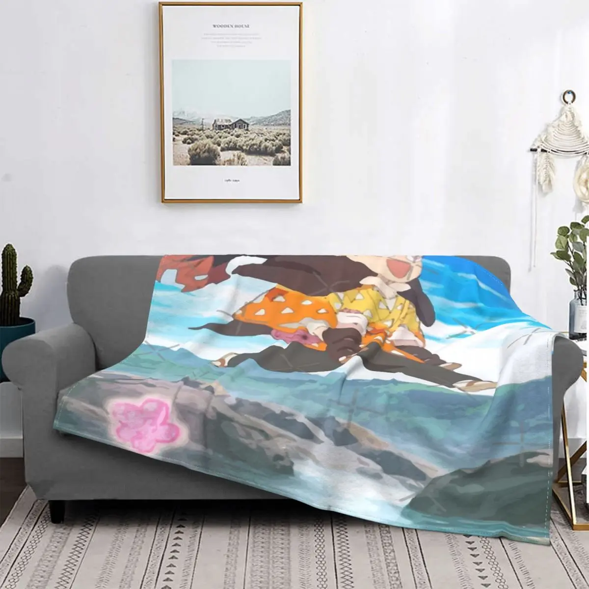 

Zenitsu y Nezuko-Manta con capucha para bebé, colcha de cama a cuadros, colcha, 90 unidades