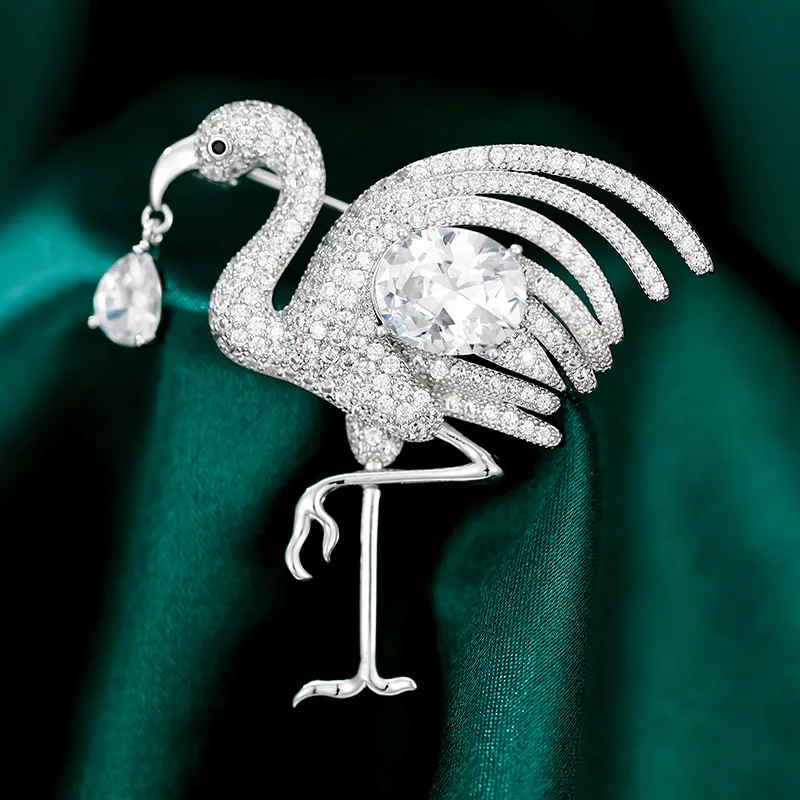 

Fashion High-grade AAA Zircon Animal Corsage Female Man Micro CZ Flamingo Broochpins Women Accessores Cute Dog Bird Pin Brooch