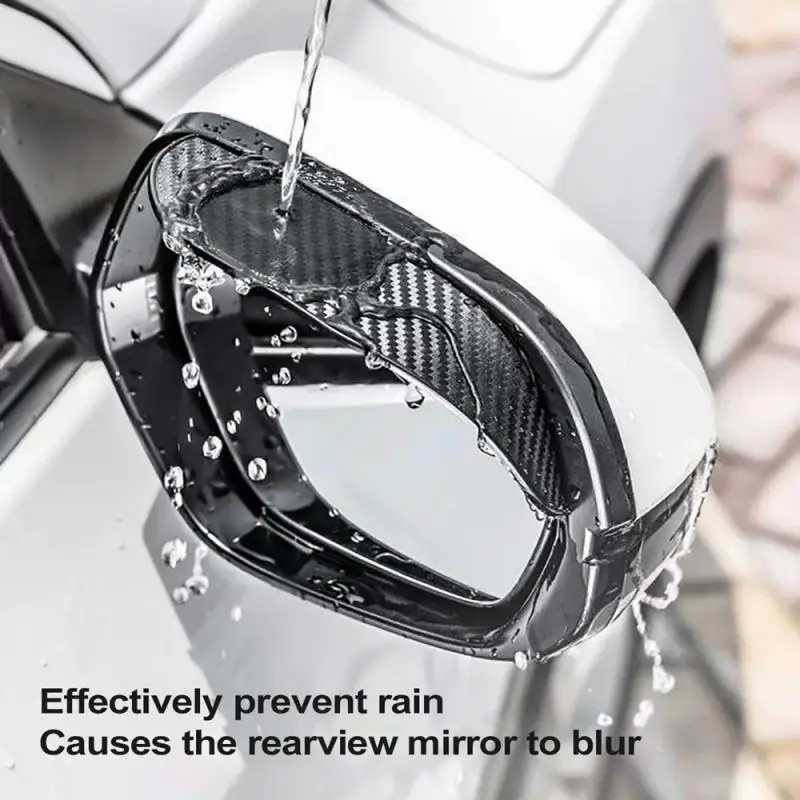 Black GM Parts Car Rearview Mirror Rain Cover Rain Proof Eyebrow Rain Cover Thickened Carbon Fiber Sticker To Block The Sun