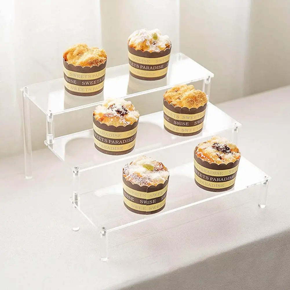 

Acrylic Display Rack Acrylic Display Stands for Food Toys Figures 3-tier Shelf Riser Cupcake Stand Organizer Desktop Toy Stand
