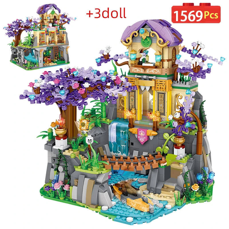 

1569PCS City Sakura Magic Tree Mini House Building Blocks Street View Architecture Cherry Blossom Figures Bricks Toys for Kids