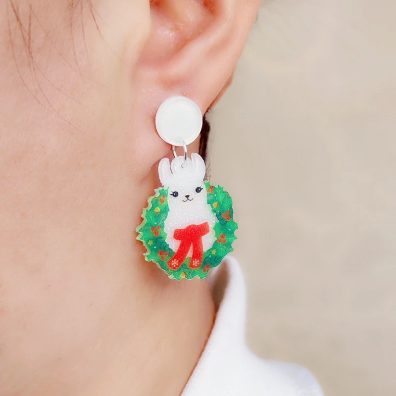 KUGUYS рождественские подарки альпака женские серьги-капли мультфильм блестящие