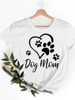 graphic tee t shirts dog paw love letter 90s casual clothing short sleeve ladies summer women fashion female t print clothes