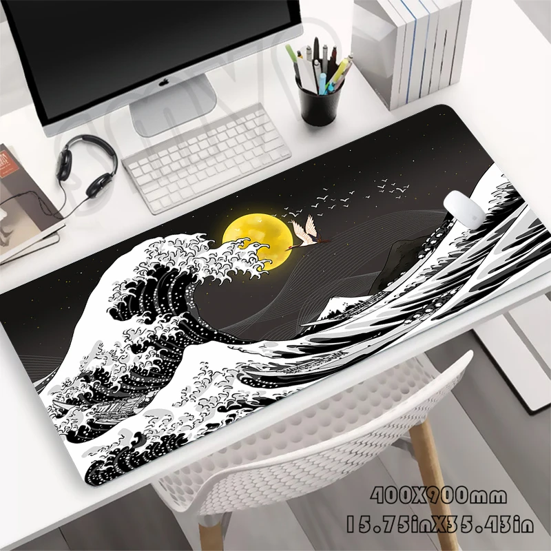 

Design Wave Mouse Pad Gaming Mousepad Gamer Mouse Mat Keyboard Mats Desk Pad XXL 90x40cm Desk Mat For Computer