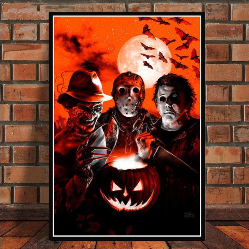 

Halloween Horror Night Jason Voorhees Freddy Krueger Movie Wall Pictures For Living Room Nordic Decoration Home Decor Tableau