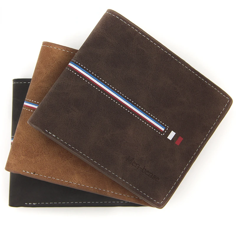 

Men's designer bag Fashion Men Retro Hinge Bronzing Printing Frosted Multi-card Slot Solid Color Leather Business Short Wallet