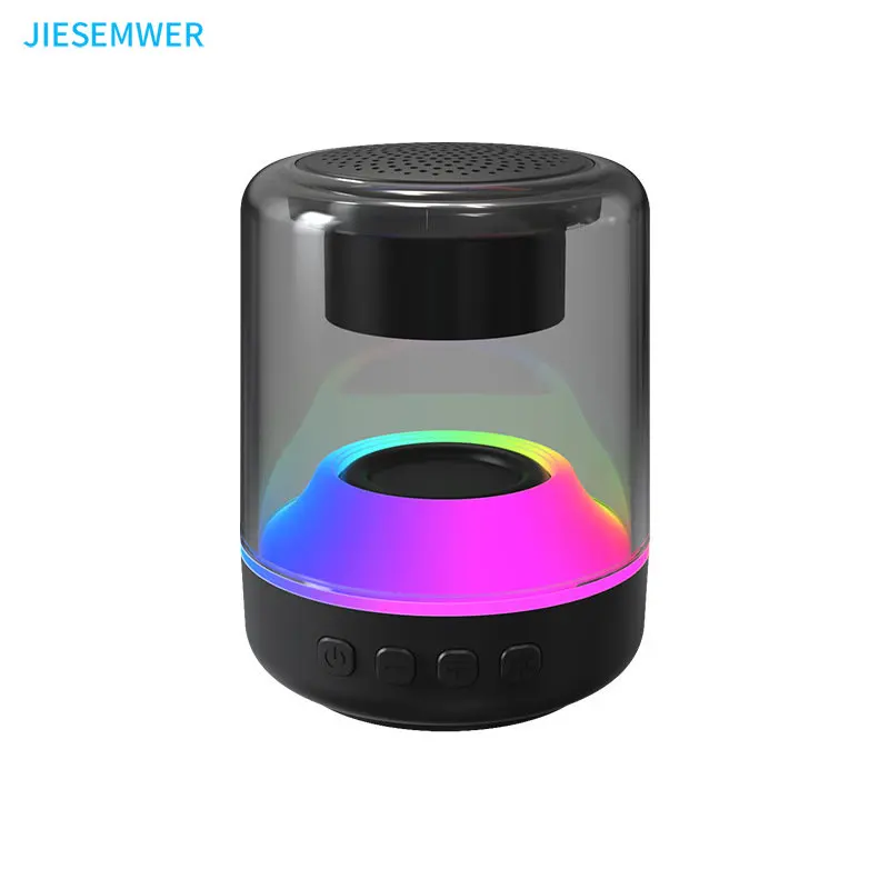 

JIESEMWER Wireless Bluetooth Speaker Subwoofer Desktop Colorful LED Lights Transparent Mini Loudspeaker Outdoor Loudspeaker