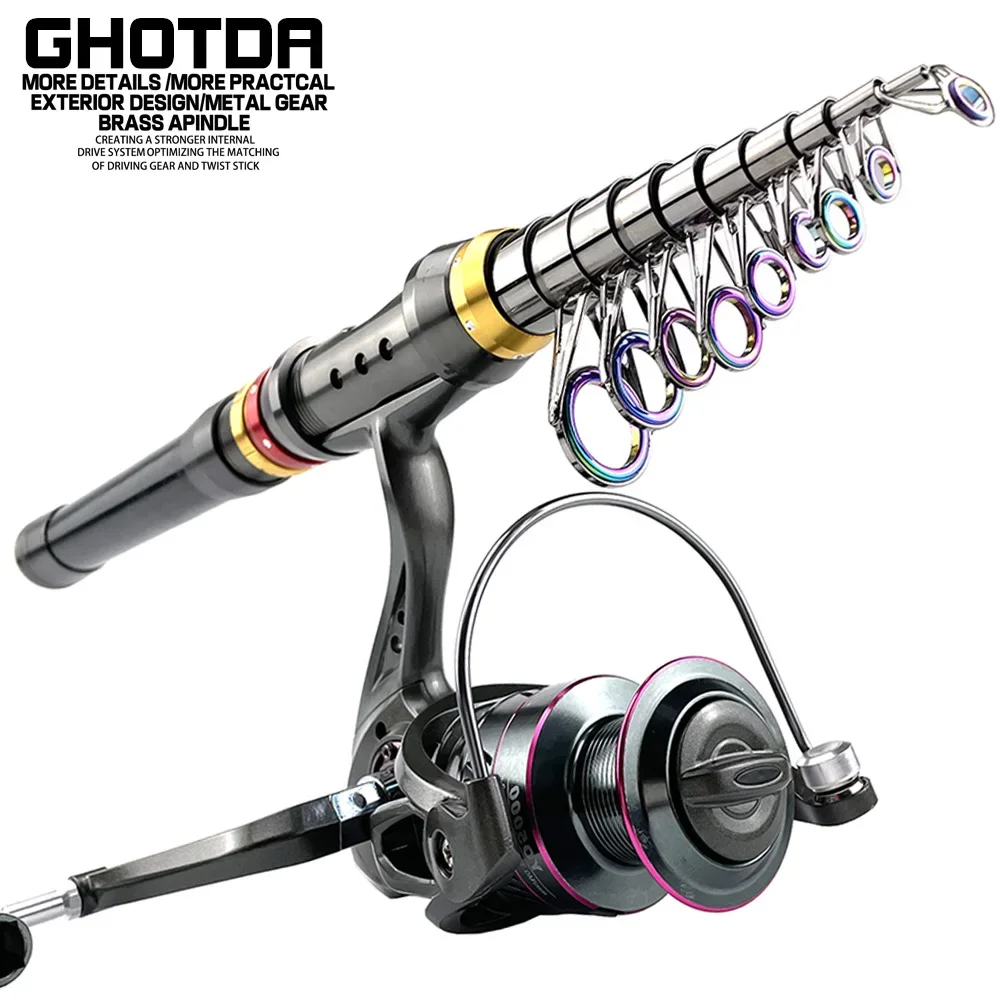 

GHOTDA 1.80M-3.6M Carbon Fiber Spinning Fishing Rod with 13BB Metal Fishing Reel 1000 3000 5000 Waterproof 3-8kg Carp Tool Peche