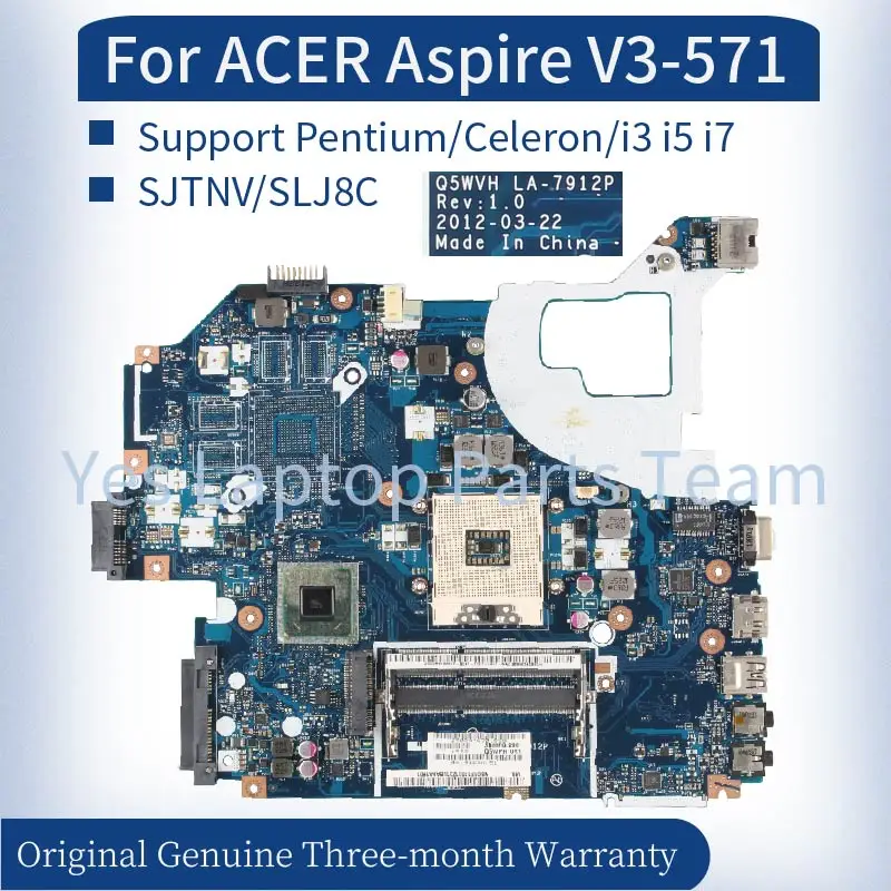 Материнская плата Q5WVH для ноутбука ACER Aspire LA-7912P V3-571 E1-531 материнская с поддержкой