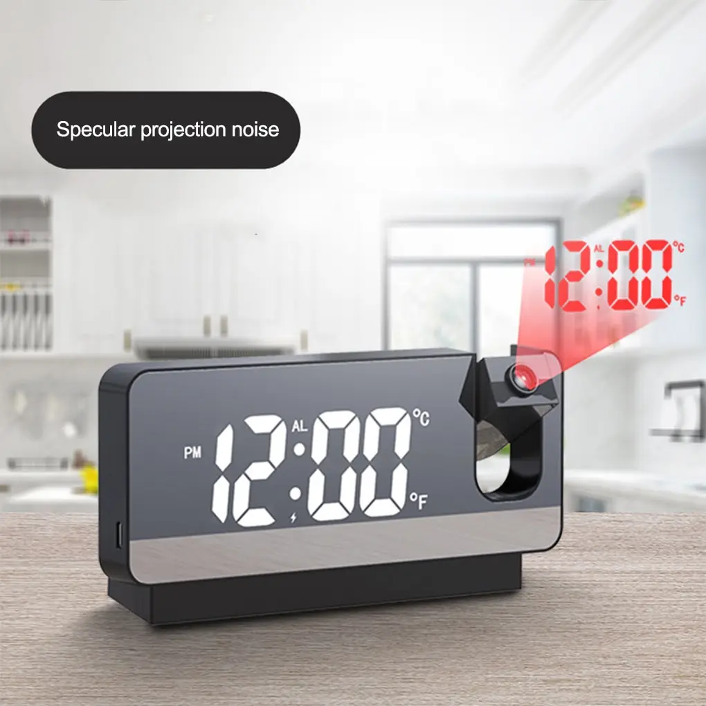 

LED Digital Projection Alarm Clock Table Electronic Alarm Clock with Projection FM Radio Time Projector Bedroom Bedside Clock